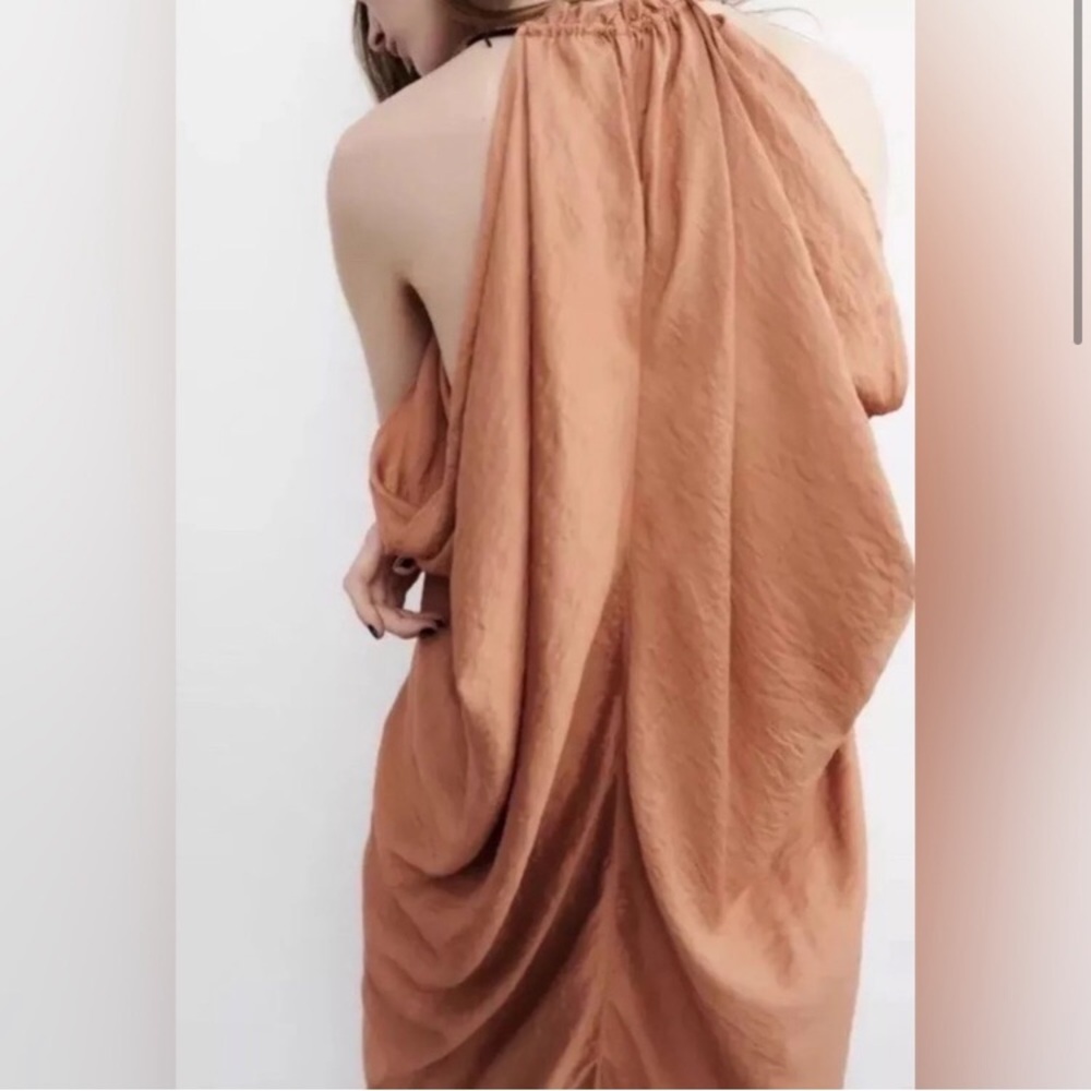 NWT • ZARA • STUNNING Lightweight Billowy Maxi Dress with Black Beaded Trim - Picture 9 of 14